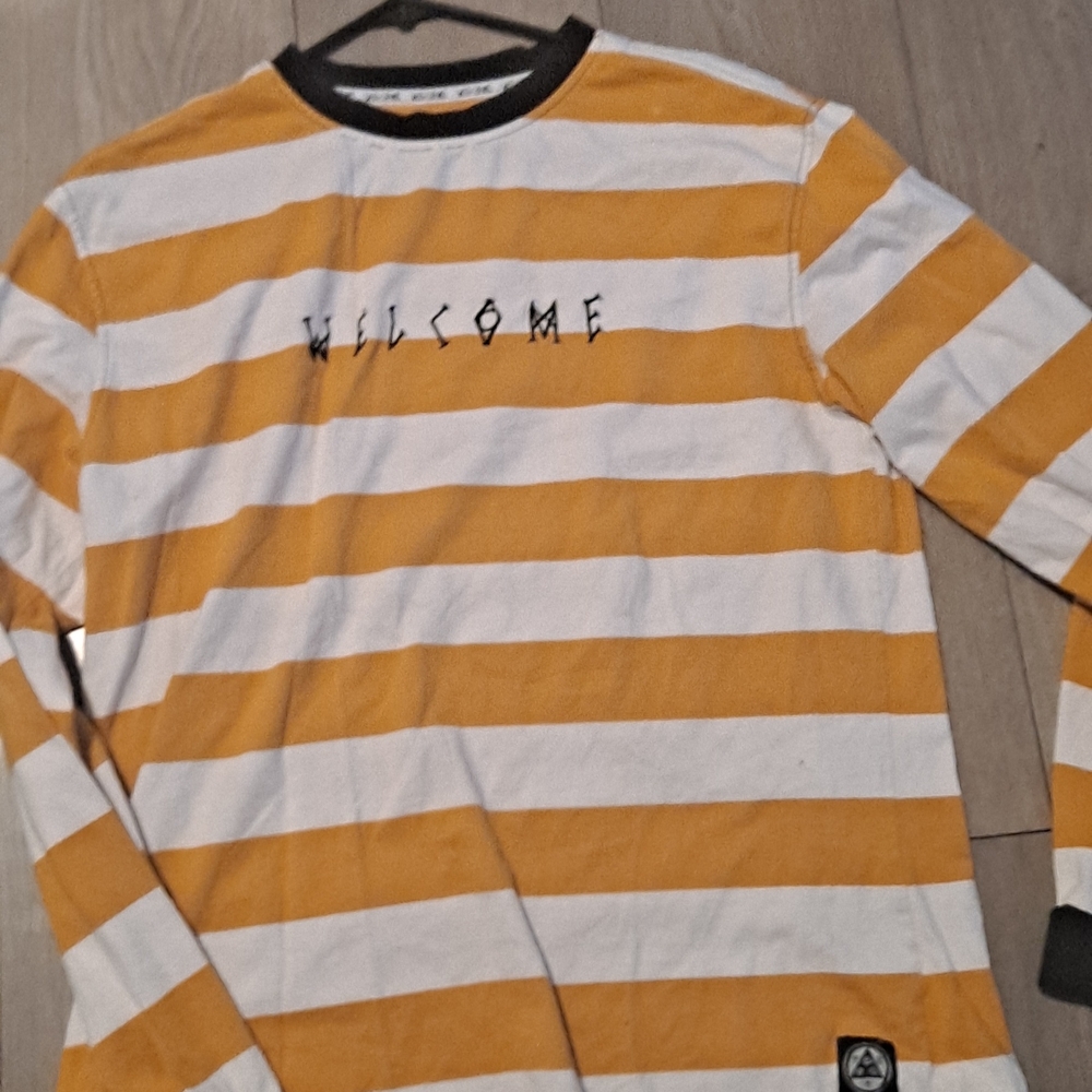 Striped Long Sleeve Tee - Yellow and White